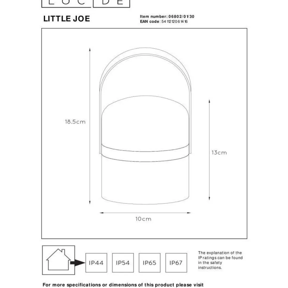 Ulkopöytävalaisin Lucide Little Joe Ø10cm, 3 Step himmennys, 1x0.3W/3200K, IP44, ruskea