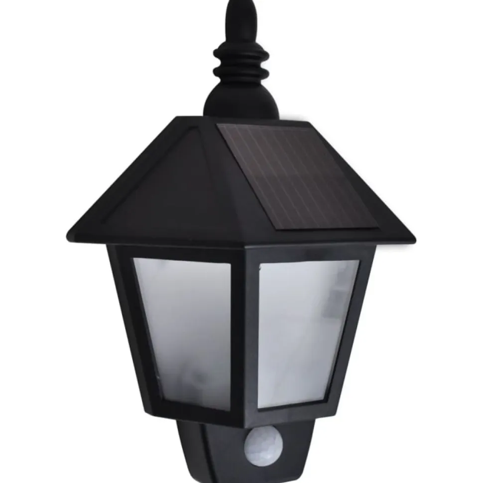 Ulkoseinävalaisimet aurinkoenergia, 2 kpl, liiketunnistin, musta