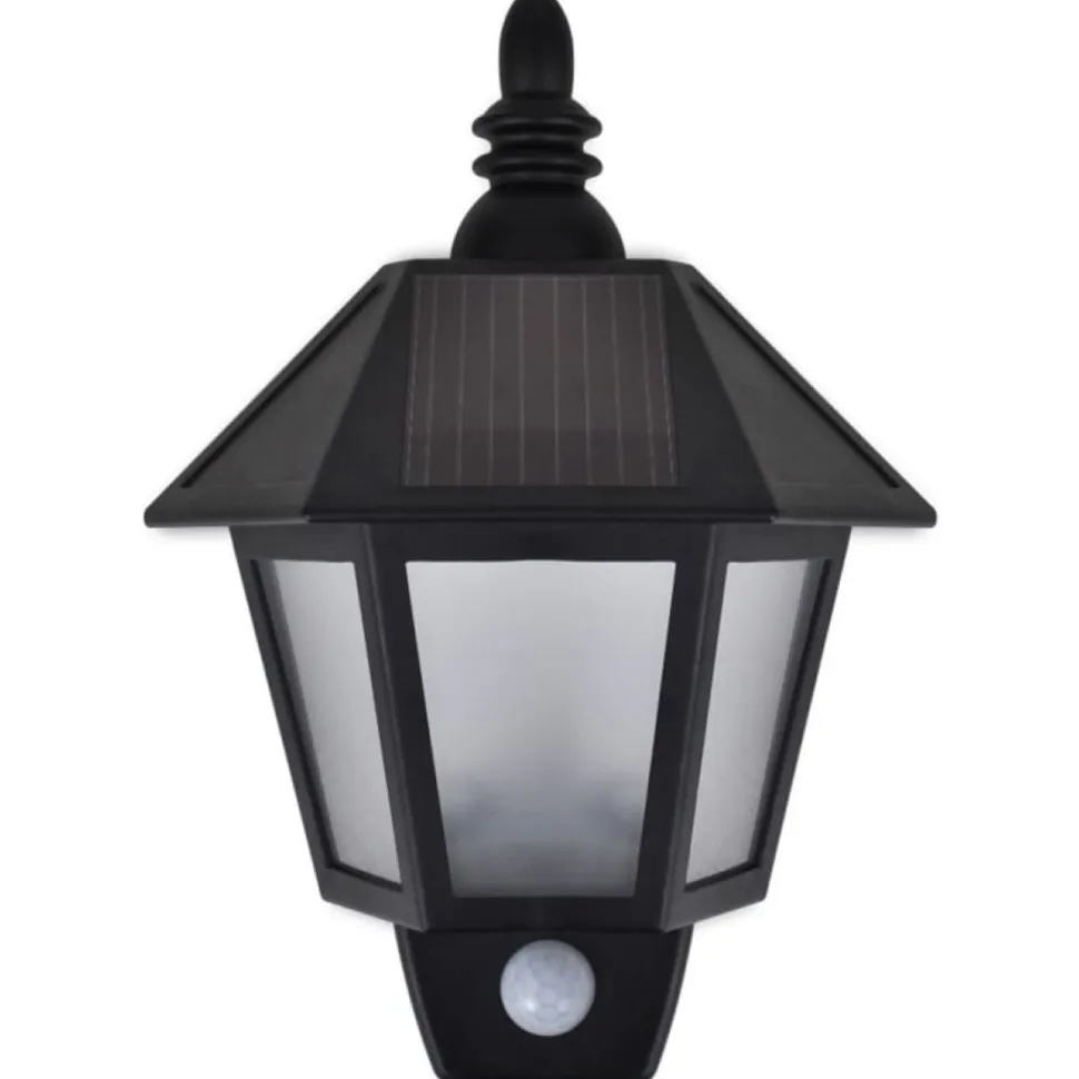 Ulkoseinävalaisimet aurinkoenergia, 2 kpl, liiketunnistin, musta
