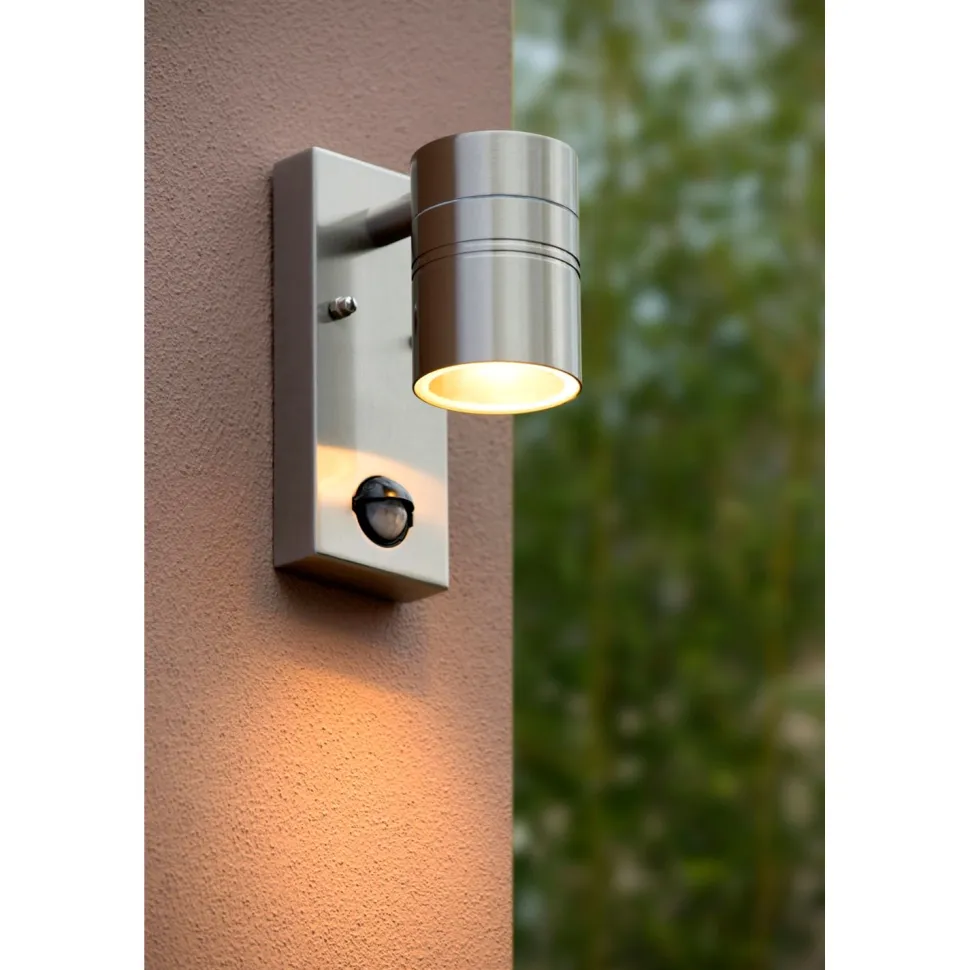 Ulkoseinävalaisin Lucide Arne-LED liiketunnistimella Ø63 cm 1x5W IP44 satiinikromi