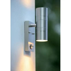Ulkoseinävalaisin Lucide Arne-LED liiketunnistimella Ø63 cm 2x5W IP44 satiinikromi