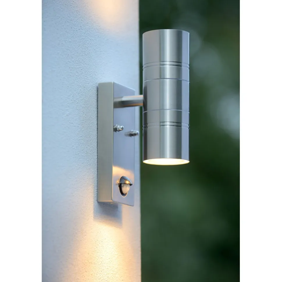 Ulkoseinävalaisin Lucide Arne-LED liiketunnistimella Ø63 cm 2x5W IP44 satiinikromi