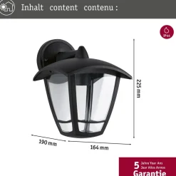Ulkoseinävalaisin Paulmann Classic Curved, IP44, 16.4x19cm, musta