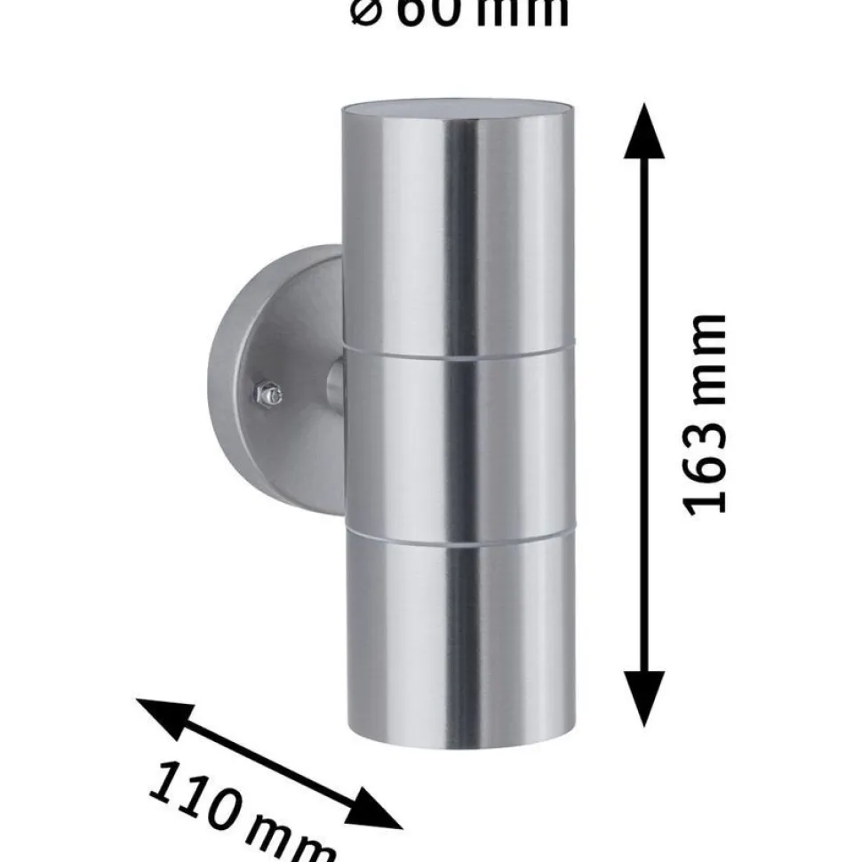 Ulkoseinävalaisin Paulmann Flame, IP44, 6cm, rst