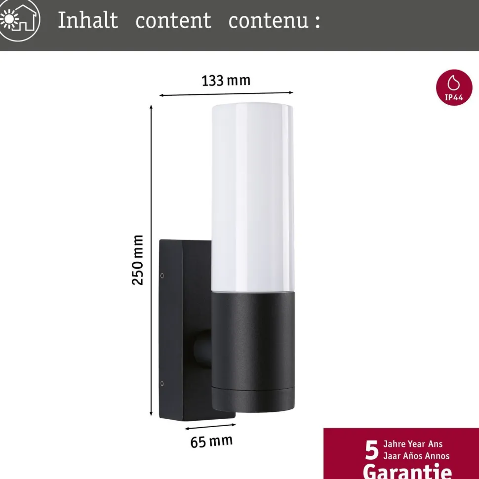 Ulkoseinävalaisin Paulmann Tralia, IP44, E27, antrasiitti