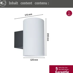 Ulkoseinävalaisin Paulmann Tube, IP54, 12cm, antrasiitti