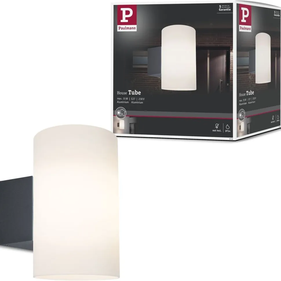 Ulkoseinävalaisin Paulmann Tube, IP54, 12cm, antrasiitti