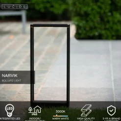 Ulkovalaisin Lucide Narvik, 8.6x23cm, IP65, 9.2W, musta