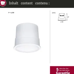 Upotettava LED-moduuli Paulmann Base Coin, Smart Home Zigbee 3.0, Ø50mm, 3000K, himmennettävä, satiini