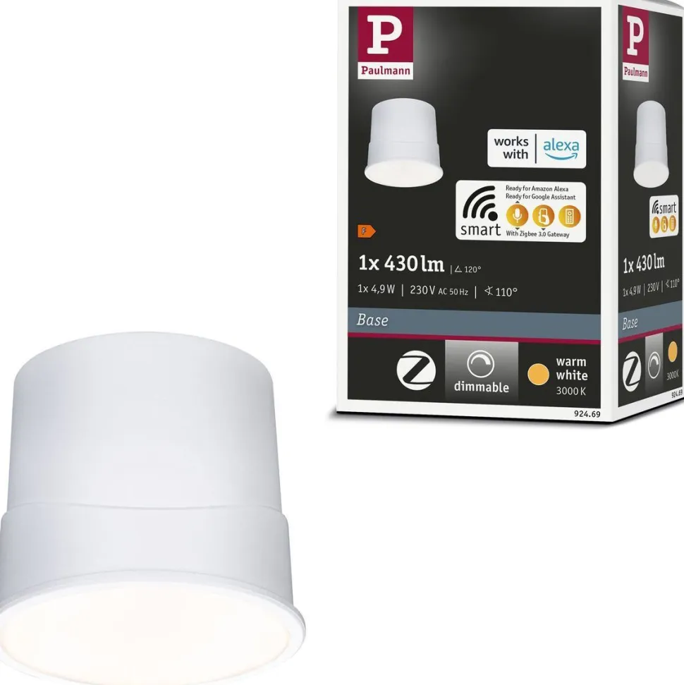 Upotettava LED-moduuli Paulmann Base Coin, Smart Home Zigbee 3.0, Ø50mm, 3000K, himmennettävä, satiini