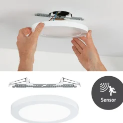 Upotettava LED-paneeli liiketunnistimella Paulmann 2in1 Cover-it, Ø22.5cm, 16.5W, 4000K, mattavalkoinen