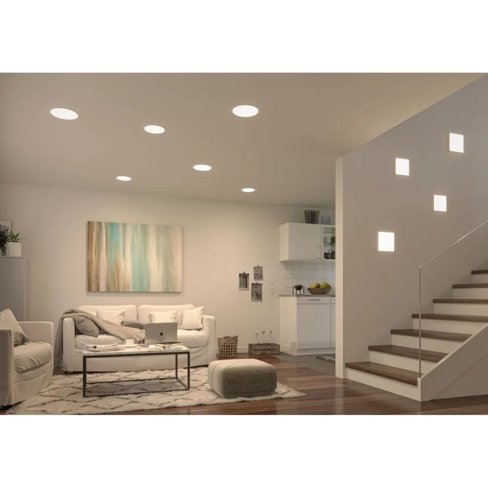 Upotettava LED-paneeli Paulmann VariFit Veluna, IP44, Ø21.5cm, 22W, 4000K, himmennettävä, satiini