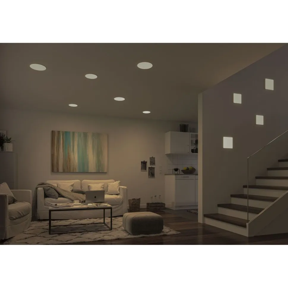 Upotettava LED-paneeli Paulmann VariFit Veluna, IP44, Ø21.5cm, 22W, 4000K, himmennettävä, satiini