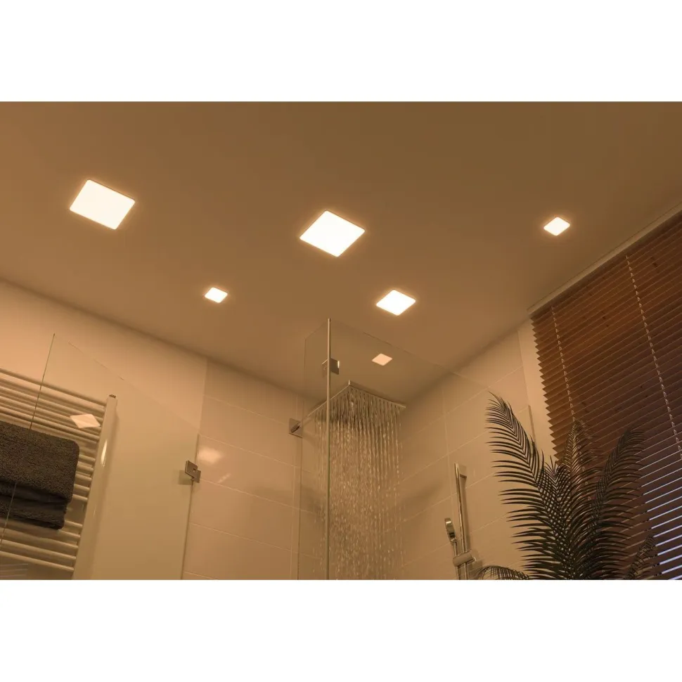 Upotettava LED-paneeli Paulmann Veluna, IP44, 18.5x18.5cm, 17W, 3000K, satiini