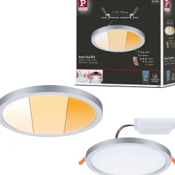 Upotettava LED-paneeli Paulmann VariFit Areo, IP44, Ø17.5cm, 13W, säädettävä värilämpötila, mattakromi