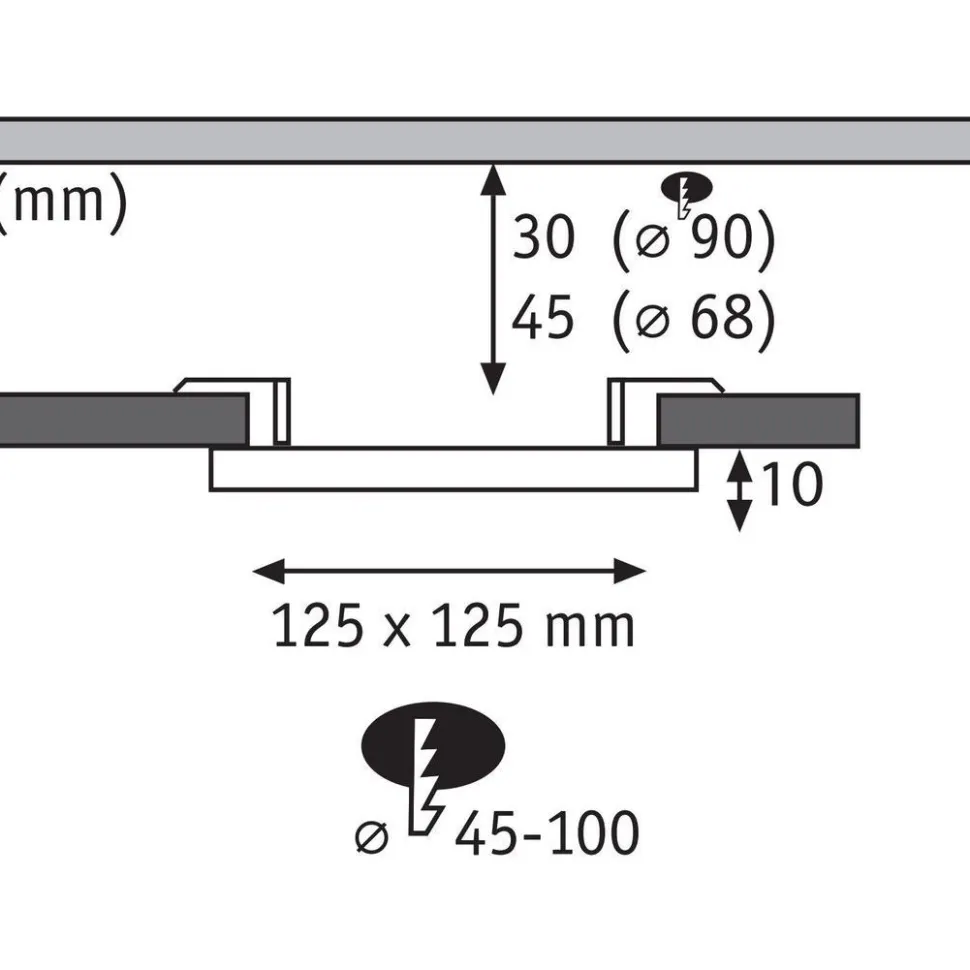 Upotettava LED-paneeli Paulmann Veluna, IP44, Ø12.5cm, 8.5W, 3000K, satiini