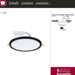 Upotettava LED-paneeli Paulmann VariFit Areo, IP44, Ø23cm, 16W, säädettävä värilämpötila, musta
