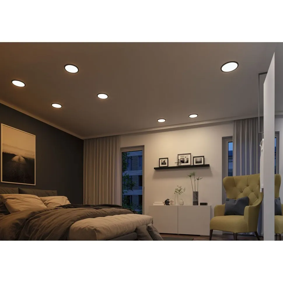 Upotettava LED-paneeli Paulmann VariFit Areo, IP44, Ø23cm, 16W, säädettävä värilämpötila, musta