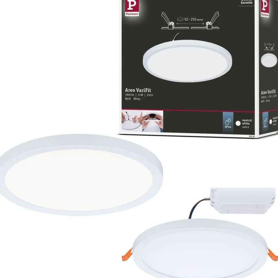 Upotettava LED-paneeli Paulmann VariFit Areo, IP44, Ø17.5cm, 13W, 4000K, mattakromi