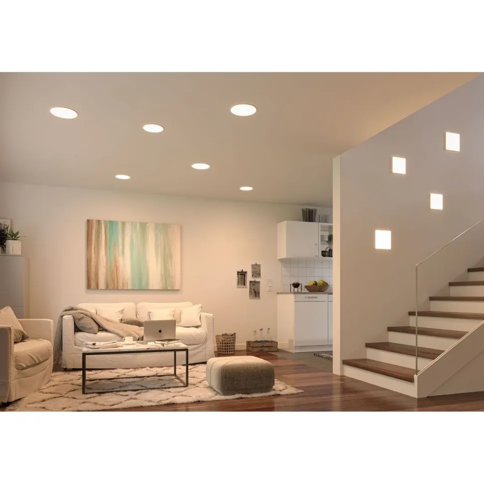 Upotettava LED-paneeli Paulmann VariFit Veluna, IP44, 21.5x21.5cm, 21W, 3000K, himmennettävä, satiini