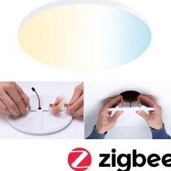 Upotettava LED-paneeli Paulmann Veluna Edge, Smart Home Zigbee 3.0, IP44, Ø16cm, 15.5W, säädettävä värilämpötila, valkoinen