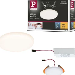 Upotettava LED-paneeli Paulmann Veluna, IP44, Ø7.5cm, 4.5W, 3000K, satiini