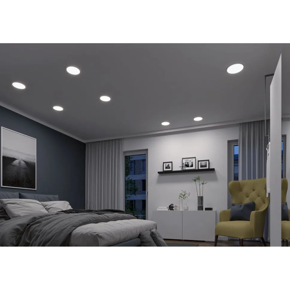 Upotettava LED-paneeli Paulmann VariFit Areo, Smart Home Zigbee 3.0, IP44, Ø17.5cm, 13W, säädettävä värilämpötila, mattakromi