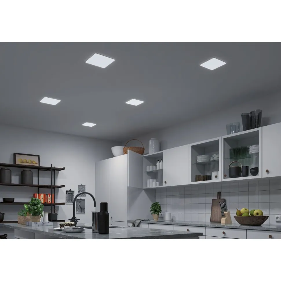 Upotettava LED-paneeli Paulmann Veluna, Smart Home Zigbee 3.0, IP44, 21.5x21.5cm, 17W, säädettävä värilämpötila, himmennettävä