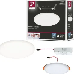 Upotettava LED-paneeli Paulmann Veluna, IP44, Ø12.5cm, 8.5W, 4000K, satiini