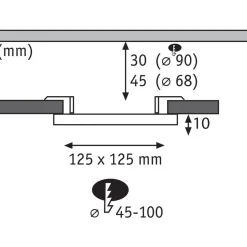 Upotettava LED-paneeli Paulmann Veluna, IP44, Ø12.5cm, 8.5W, 4000K, satiini