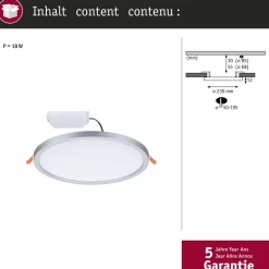 Upotettava LED-paneeli Paulmann VariFit Areo, IP44, Ø23cm, 16W, 3000K, himmennettävä, valkoinen