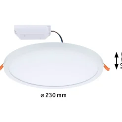 Upotettava LED-paneeli Paulmann VariFit Areo, IP44, Ø23cm, 16W, 3000K, himmennettävä, valkoinen
