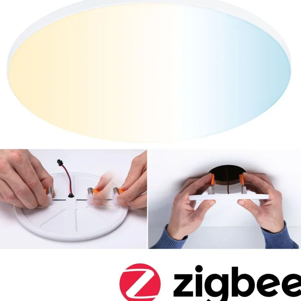 Upotettava LED-paneeli Paulmann Veluna Edge, Smart Home Zigbee 3.0, IP44, Ø20cm, 18W, säädettävä värilämpötila, valkoinen
