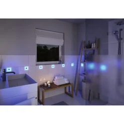 Upotettava LED-seinävalaisinsarja Paulmann LumiTiles, 5 valaisinta, Smart Home Zigbee 3.0, IP44, 10x10cm, RGBW+, himmennettävä, valkoinen