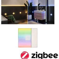 Upotettava LED-seinävalaisin Paulmann LumiTiles, Smart Home Zigbee 3.0, IP44, 10x10cm, RGBW+, himmennettävä, valkoinen