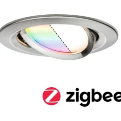Upotettava LED-valaisin Paulmann Nova Plus Coin, Smart Home Zigbee 3.0, Ø84mm, RGBW+, himmennettävä, harjattu rauta