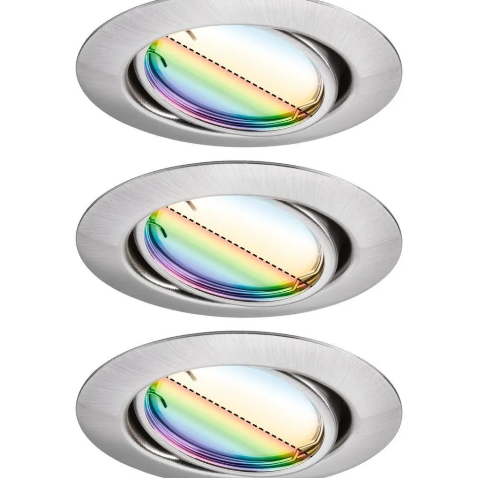 Upotettava LED-valaisin Paulmann Base Coin, 3kpl, Smart Home Zigbee 3.0, Ø90mm, himmennettävä, RGBW+, mattamusta