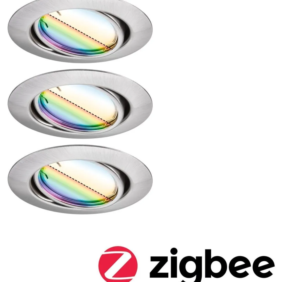 Upotettava LED-valaisin Paulmann Base Coin, 3kpl, Smart Home Zigbee 3.0, Ø90mm, himmennettävä, RGBW+, mattamusta