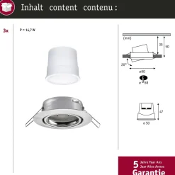 Upotettava LED-valaisin Paulmann Base Coin, 3kpl, Smart Home Zigbee 3.0, Ø90mm, himmennettävä, 3000K, mattamusta
