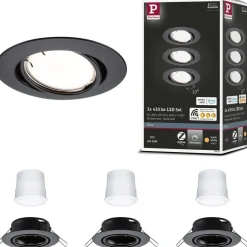 Upotettava LED-valaisin Paulmann Base Coin, 3kpl, Smart Home Zigbee 3.0, Ø90mm, himmennettävä, 3000K, mattamusta
