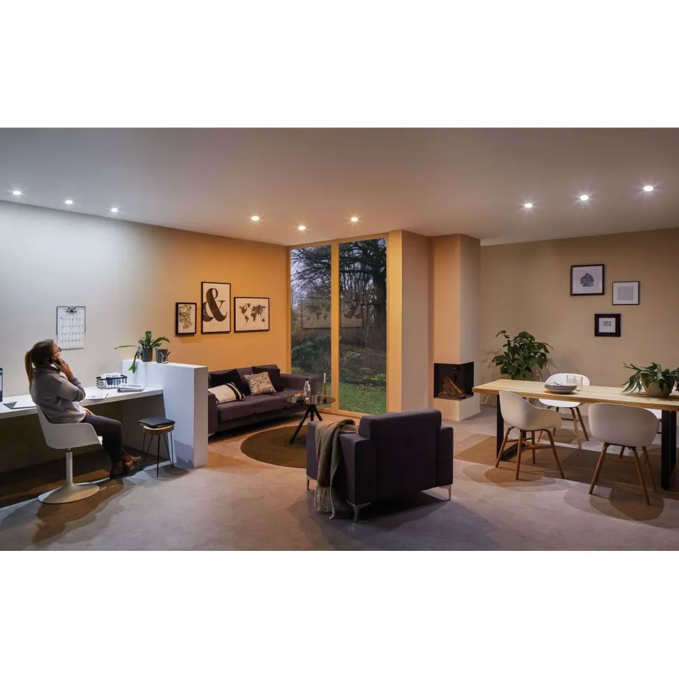 Upotettava LED-valaisin Paulmann Nova Plus Coin, Smart Home Zigbee 3.0, Ø84mm, säädettävä värilämpötila, himmennettävä, harjattu rauta