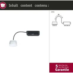Upotettava LED-moduuli Paulmann Coin RGBW, 50mm, 6W, 500lm, 230V, himmennettävä, 2200-6500K, satiini