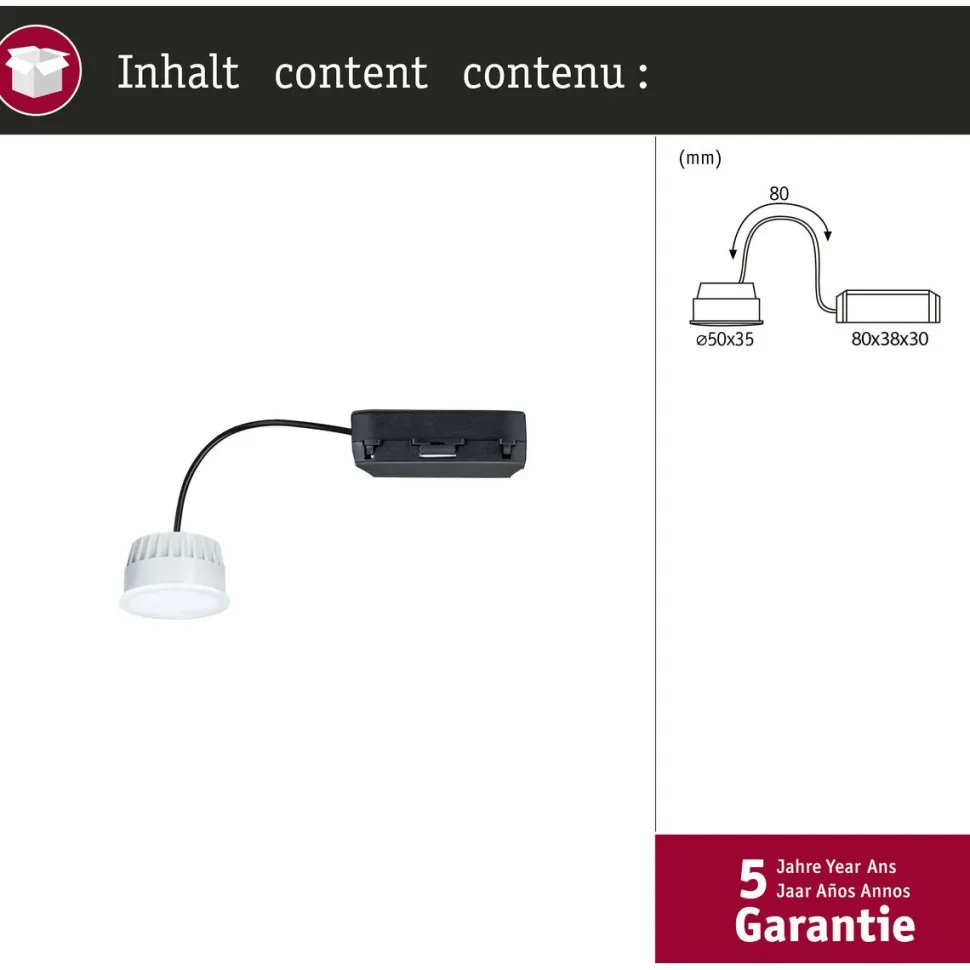 Upotettava LED-moduuli Paulmann Coin RGBW, 50mm, 6W, 500lm, 230V, himmennettävä, 2200-6500K, satiini