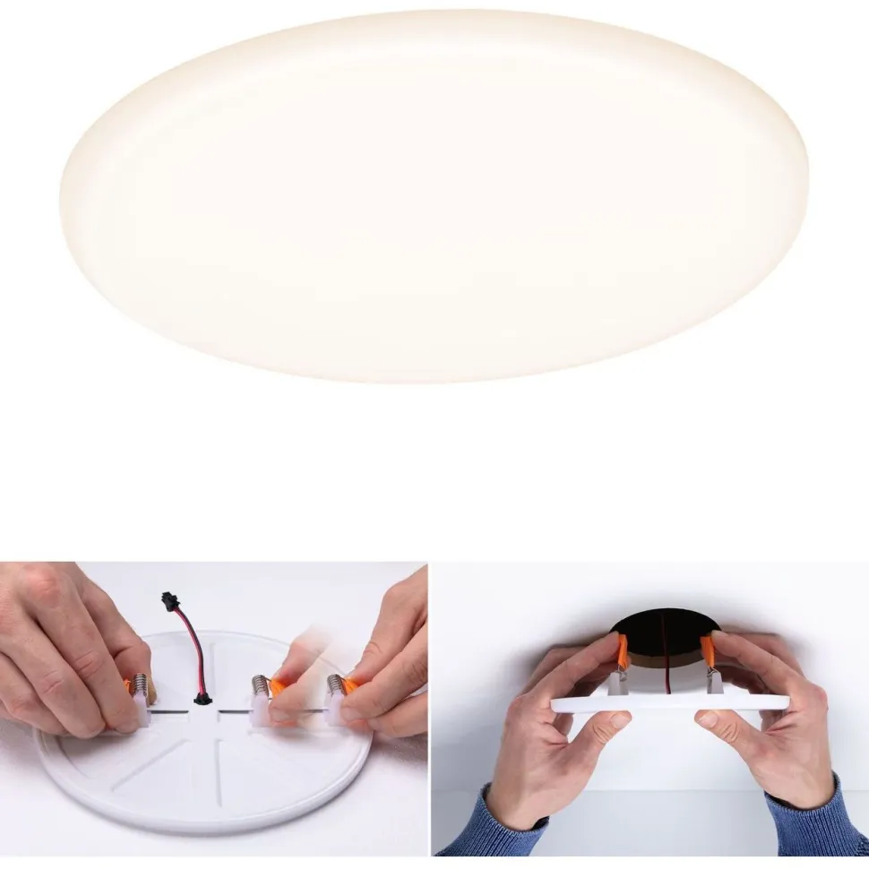 Upotettava LED-paneeli Paulmann Veluna, IP44, Ø18.5cm, 17W, 3000K, satiini