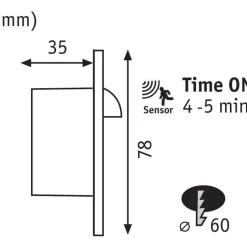 Upotettava LED-seinävalaisin liike- ja hämärätunnistimella Paulmann, Ø78mm, 2.7W, 65lm, 2700K, valkoinen