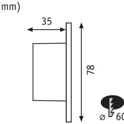 Upotettava LED-seinävalaisin Paulmann, Ø78mm, 1.1W, 65lm, 2700K, valkoinen