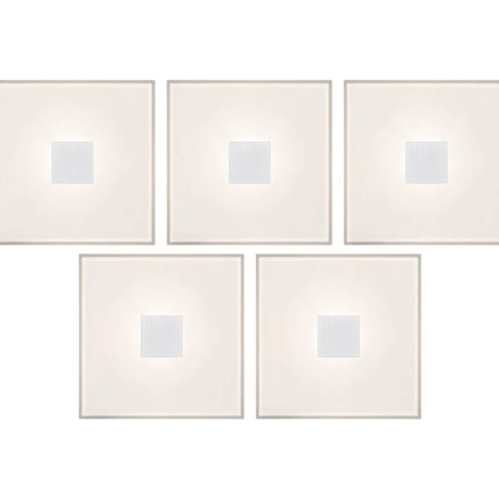 Upotettava LED-seinävalaisinsarja Paulmann LumiTiles, 5 valaisinta, IP44, 10x10cm, 2700K, himmennettävä, valkoinen