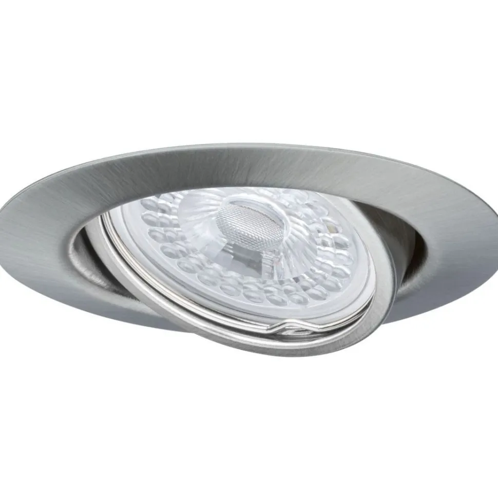 Upotettava LED-valaisin Paulmann Base Coin, 3kpl, Ø90mm, GU10, 5W, 350lm, 3000K, himmennettävä, harjattu rauta