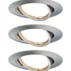 Upotettava LED-valaisin Paulmann Base Coin, 3kpl, Ø90mm, 5W, 370lm, 3000K, himmennettävä, harjattu rauta