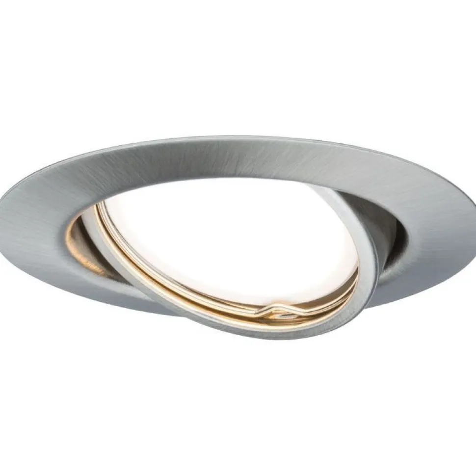 Upotettava LED-valaisin Paulmann Base Coin, 3kpl, Ø90mm, 5W, 370lm, 3000K, himmennettävä, harjattu rauta